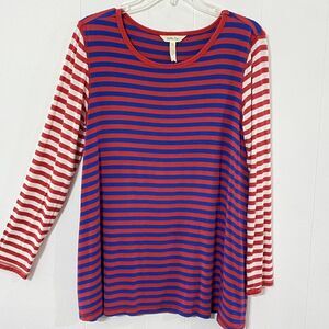 Matilda Jane Women's Size Medium M Red Blue Striped Long Sleeve Top SUPER SOFT